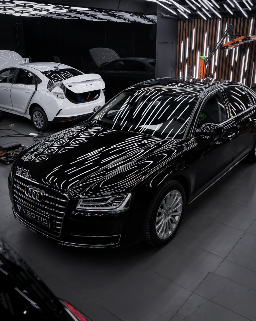 Audi A8 Long - Восстановительная полировка с последующим нанесением керамического состава Gyeon One Evo