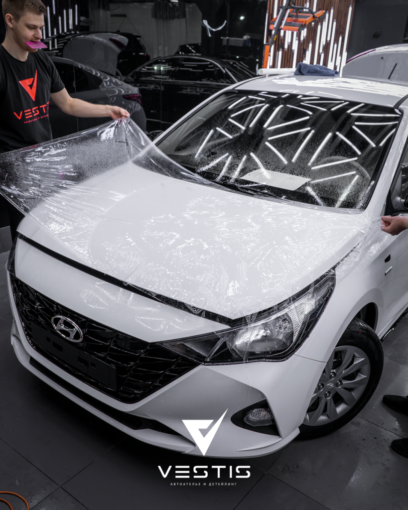 Hyundai Solaris - Полная защита кузова и лобового стекла антигравийной пленкой, шумоизоляция дверей и колесных арок